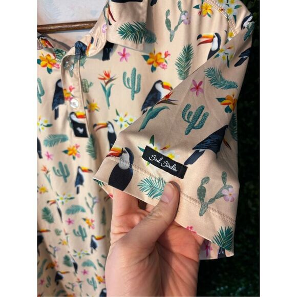 Bad Birdie Men’s Golf Polo Shirt Toucan Cactus Size Medium - Picture 3 of 5